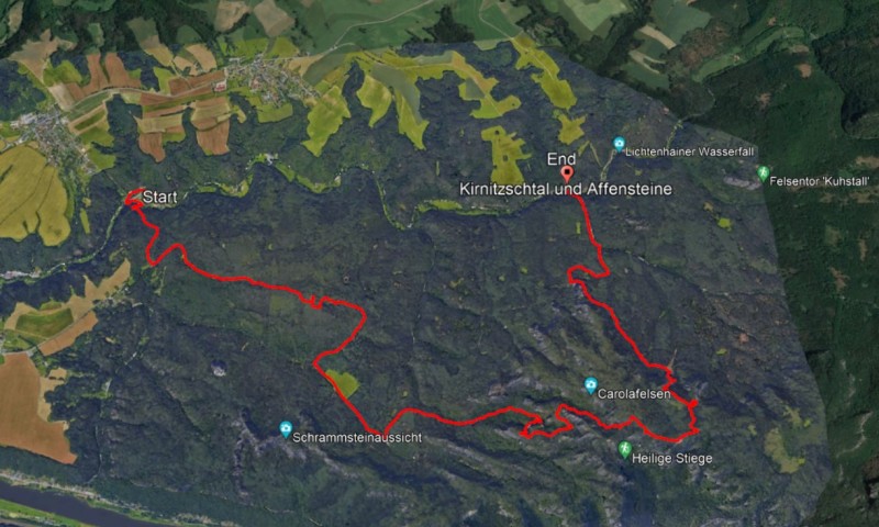 Strecke auf Google Earth