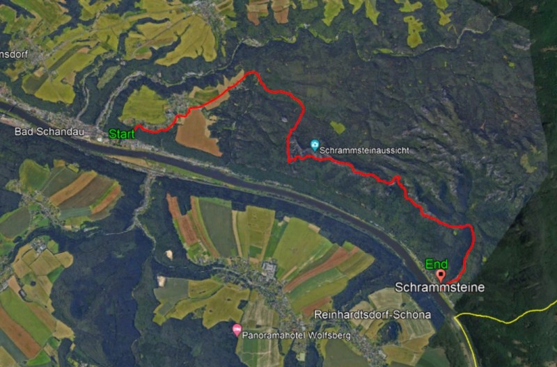 Strecke auf Google Earth