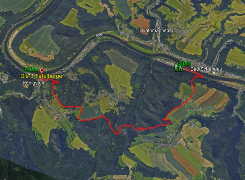 Strecke auf Google Earth