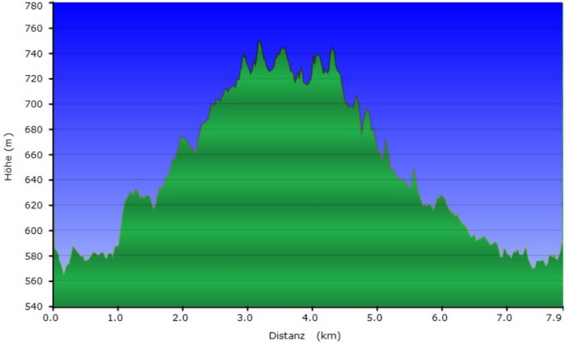 Höhenprofil der Tour am Riedlberg